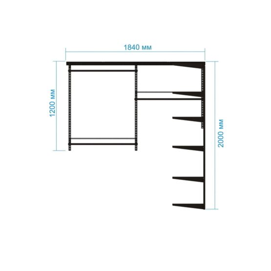 Гардеробная №15 - цвет Серый: Угловая гардеробная №15, серая, для прихожей - идеальное решение для организации хранения. Высота 2000, ширина 1840, глубина 450. Изготовлена из окрашенной стали. Вместительность - 200 посещений. В комплекте имеются декоративные заглушки кронштейнов, штанги, полки и крючки. Простой монтаж. Подходит для гардеробных и прихожих 4 Гардеробные комнаты на заказ - изготовление и продажа гардеробных, шкафов, дверей гардеробные,гардеробная,гардеробная система,гардеробная комната,гардеробная на заказ,гардеробная купить,двери в гардеробную