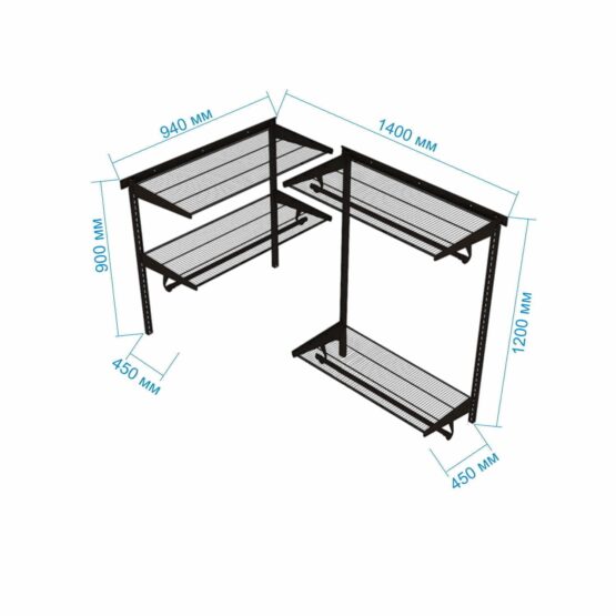 Гардеробная №18 - цвет Белый, Окрашенная сталь, Угловая, 94х140х200, 140x94x200, Гардеробная, Прихожая 3 Гардеробные комнаты на заказ - изготовление и продажа гардеробных, шкафов, дверей гардеробные,гардеробная,гардеробная система,гардеробная комната,гардеробная на заказ,гардеробная купить,двери в гардеробную