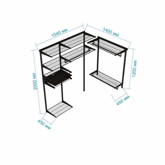 Гардеробная №19 - цвет Серый: Угловая гардеробная №19, серая, Прихожая, Окрашенная сталь, 140x154x200, 154x140x200, глубина 45 см, посещаемость 200, идеальное решение для вашей гардеробной комнаты 3 Гардеробные комнаты на заказ - изготовление и продажа гардеробных, шкафов, дверей гардеробные,гардеробная,гардеробная система,гардеробная комната,гардеробная на заказ,гардеробная купить,двери в гардеробную