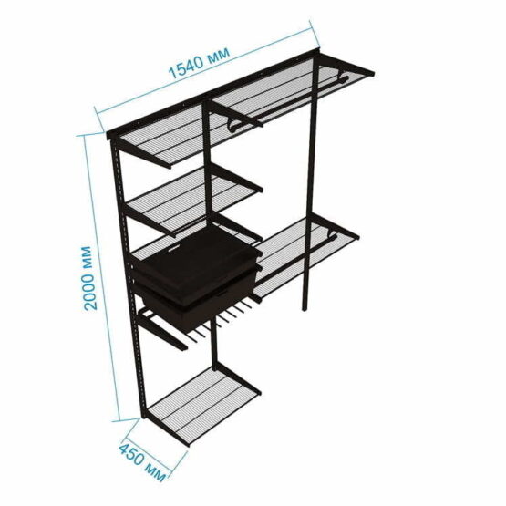 Гардеробная №2 - цвет Белый, Окрашенная сталь, Прямая, 154x45x200, Гардеробная, Прихожая 3 Гардеробные комнаты на заказ - изготовление и продажа гардеробных, шкафов, дверей гардеробные,гардеробная,гардеробная система,гардеробная комната,гардеробная на заказ,гардеробная купить,двери в гардеробную