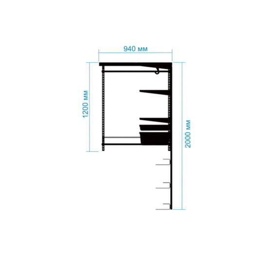 Гардеробная №8 - цвет Белый, Окрашенная сталь, Прямая, Угловая, 94x167x200, 167x94x200, Гардеробная, Прихожая 4 Гардеробные комнаты на заказ - изготовление и продажа гардеробных, шкафов, дверей гардеробные,гардеробная,гардеробная система,гардеробная комната,гардеробная на заказ,гардеробная купить,двери в гардеробную