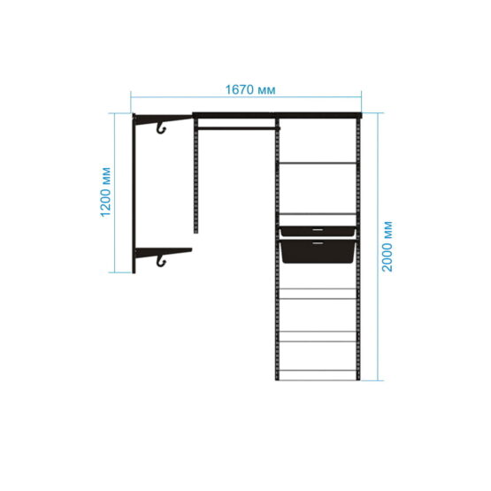 Гардеробная №8 - цвет Белый, Окрашенная сталь, Прямая, Угловая, 94x167x200, 167x94x200, Гардеробная, Прихожая 6 Гардеробные комнаты на заказ - изготовление и продажа гардеробных, шкафов, дверей гардеробные,гардеробная,гардеробная система,гардеробная комната,гардеробная на заказ,гардеробная купить,двери в гардеробную