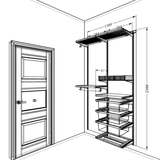 Гардеробная Система хранения ARISTO в белом декоре - стильное и элегантное решение для вашей гардеробной. Включает деревянные декоративные элементы, доступные в трех цветах: белом, светлом и темном дереве. Комплектация включает боковые выдвижные корзины для удобства хранения. Надежная металлическая конструкция обеспечивает надежное крепление, а полки представлены в различных вместительностях. Изготовлено из экологичных материалов. Подходит для использования в гостиной, детской, прихожей и спальне 4 Гардеробные комнаты на заказ - изготовление и продажа гардеробных, шкафов, дверей гардеробные,гардеробная,гардеробная система,гардеробная комната,гардеробная на заказ,гардеробная купить,двери в гардеробную