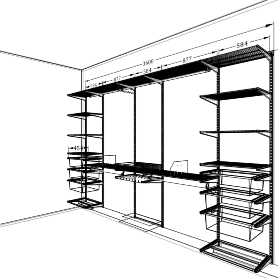 Просторная гардеробная Аристо: уникальная система хранения для современного интерьера- Размер ( ШхГхВ ) в см: 368*45*240- Прямая форма- Назначение: Гостиная, Детская, Прихожая, СпальнаяКаждая гардеробная индивидуальна и для каждого человека находится своя оптимальная версия. Вертикальные секции делят гардероб на мужскую и женскую зоны. Для мужской части предусмотрена обувница 2-ярусная в выдвижном исполнении и галстучница, которая порадует и галстуками, и женскими украшениями. А для длинной одежды вешалка для брюк выдвижная (брючница) с силиконовыми накладками поможет сохранить брюки в идеальном состоянии, вместив 7 пар.Наша гардеробная предлагает уникальную систему современного хранения одежды. Полки имеют длину 607 мм и 900 мм, глубину серии 460. Также имеется возможность встроить ее в кладовую. Длина системы 3680 мм, а высота – 2300 мм. Крепление навесное – несущий рельс и навесные направляющие. Она предназначена для размещения в современном интерьере и подойдет для дачи или апартаментов. Также доступны модели в белом цвете.Добавьте свое шикарное хранилище и получите максимальную функциональность и простоту в использовании 4 Гардеробные комнаты на заказ - изготовление и продажа гардеробных, шкафов, дверей гардеробные,гардеробная,гардеробная система,гардеробная комната,гардеробная на заказ,гардеробная купить,двери в гардеробную