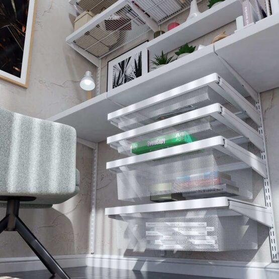 Рабочее место - домашний офис с металлическим стеллажом ARISTO "Белое дерево" - комфорт и практичность в одном 4 Гардеробные комнаты на заказ - изготовление и продажа гардеробных, шкафов, дверей гардеробные,гардеробная,гардеробная система,гардеробная комната,гардеробная на заказ,гардеробная купить,двери в гардеробную