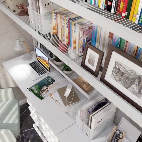 Рабочее место - домашний офис с металлическим стеллажом ARISTO "Белое дерево" - комфорт и практичность в одном 5 Гардеробные комнаты на заказ - изготовление и продажа гардеробных, шкафов, дверей гардеробные,гардеробная,гардеробная система,гардеробная комната,гардеробная на заказ,гардеробная купить,двери в гардеробную