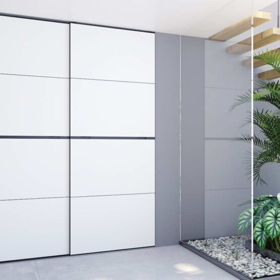 Шкаф-купе NOVA – цвет White base-Bianco (Белый базовый-Бьянко) 160x65x240 см. Современный стиль, функциональность и комфорт. Индивидуальное изготовление под каждый проект. Простая геометрия, минималистичный дизайн. Внутреннее наполнение на выбор: сетчатые стальные полки и корзины ARISTO или ЛДСП полки и выдвижные ящики. Белый матовый цвет подчеркивает стиль и гармонию. Подходит для гардеробной, гостиной, детской, прихожей и спальни 2 Гардеробные комнаты на заказ - изготовление и продажа гардеробных, шкафов, дверей шкаф-купе