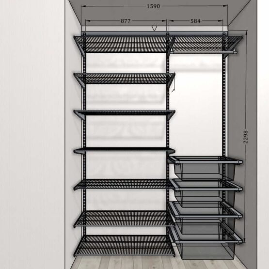 Шкаф-купе NOVA – цвет White base-Bianco (Белый базовый-Бьянко) 160x65x240 см. Современный стиль, функциональность и комфорт. Индивидуальное изготовление под каждый проект. Простая геометрия, минималистичный дизайн. Внутреннее наполнение на выбор: сетчатые стальные полки и корзины ARISTO или ЛДСП полки и выдвижные ящики. Белый матовый цвет подчеркивает стиль и гармонию. Подходит для гардеробной, гостиной, детской, прихожей и спальни 3 Гардеробные комнаты на заказ - изготовление и продажа гардеробных, шкафов, дверей шкаф-купе