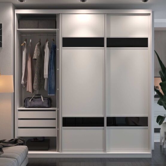 Шкаф-купе черно-белый Fusion 4в1: идеальное решение для зонирования и дополнительного пространства в вашей квартире 4 Гардеробные комнаты на заказ - изготовление и продажа гардеробных, шкафов, дверей купе