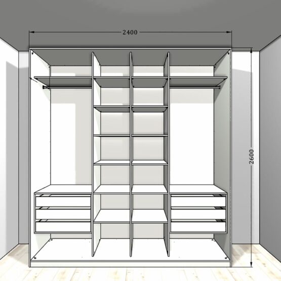 Шкаф-купе черно-белый Fusion 4в1: идеальное решение для зонирования и дополнительного пространства в вашей квартире 6 Гардеробные комнаты на заказ - изготовление и продажа гардеробных, шкафов, дверей шкафы-купе-на-заказ