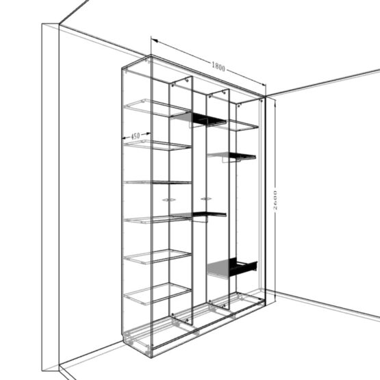 Шкаф-купе зеркальный в отель "Изящное и функциональное решение для гостиничных комнат 4 Гардеробные комнаты на заказ - изготовление и продажа гардеробных, шкафов, дверей купе