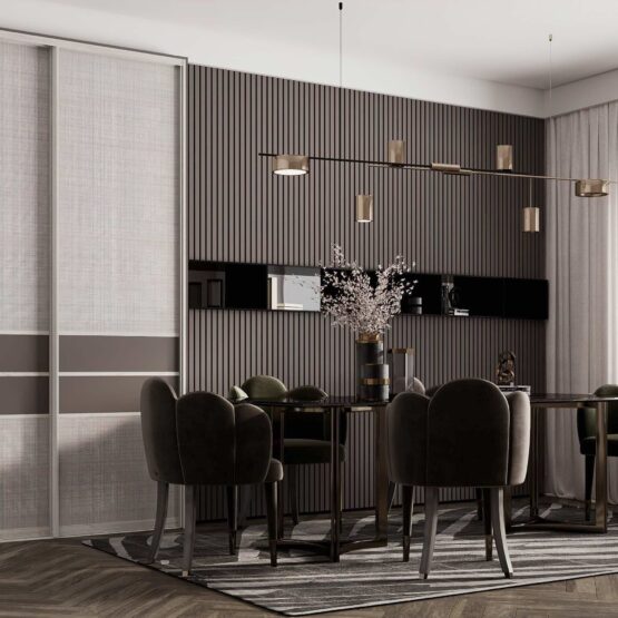 Шкаф-купе в столовую – цвет «Дуб Платина»: стильный и элегантный шкаф-купе для современной столовой 1 Гардеробные комнаты на заказ - изготовление и продажа гардеробных, шкафов, дверей Шкаф-купе в столовую