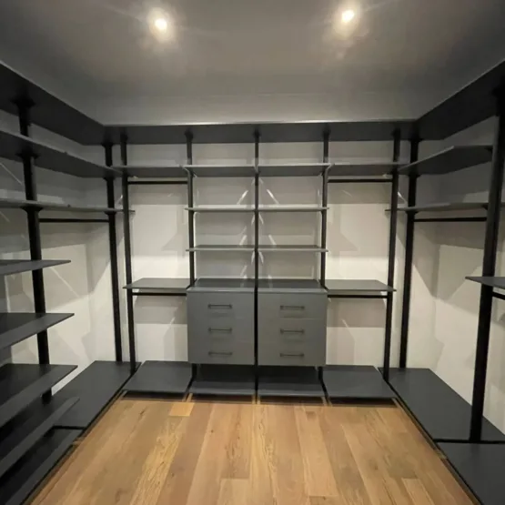 Гардеробная система VITRA Black 10 Гардеробные комнаты на заказ - изготовление и продажа гардеробных, шкафов, дверей Стилос гардероб, Гардеробная Барвиха, Гардеробная система