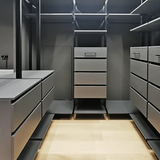 Гардеробная система VITRA  BLACK 2 Гардеробные комнаты на заказ - изготовление и продажа гардеробных, шкафов, дверей Гардеробная система