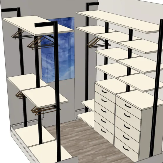 Гардеробная система на стойках Stilos Black 9 Гардеробные комнаты на заказ - изготовление и продажа гардеробных, шкафов, дверей гардеробная,гардеробная система,гардеробная комната,шкаф гардеробная,гардеробная на заказ,гардеробная купить,двери в гардеробную,гардеробные москва