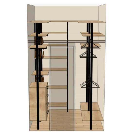 Гардеробная система на стойках Vitra Black 3 Гардеробные комнаты на заказ - изготовление и продажа гардеробных, шкафов, дверей Гардеробная система