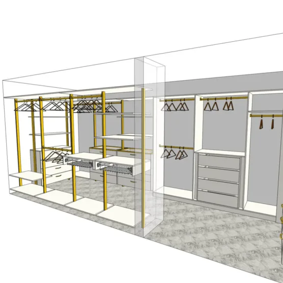Гардеробнаям система на стойках из анодированного алюминия Stilos Gold фирмы EUREKA ITALIA 15 Гардеробные комнаты на заказ - изготовление и продажа гардеробных, шкафов, дверей Гардеробнаям система