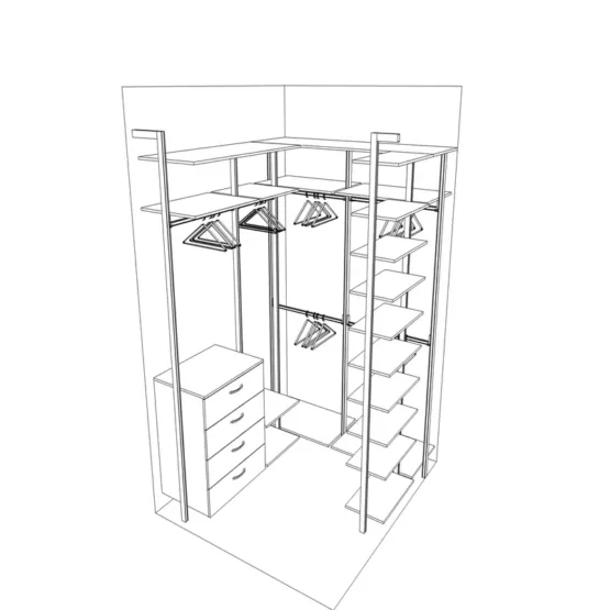 Гардеробная система на стойках Vitra Black 12 Гардеробные комнаты на заказ - изготовление и продажа гардеробных, шкафов, дверей Гардеробная система на стойках