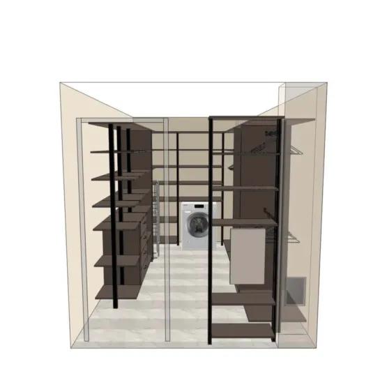 Гардеробная система на алюминиевых стойках Vitra Black 5 Гардеробные комнаты на заказ - изготовление и продажа гардеробных, шкафов, дверей Гардеробная система на алюминиевых стойках Vitra Black