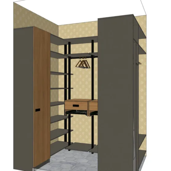 Гардеробная система VITRA Black из алюминиевых профилей 15 Гардеробные комнаты на заказ - изготовление и продажа гардеробных, шкафов, дверей Гардеробная система VITRA Black из алюминиевых профилей