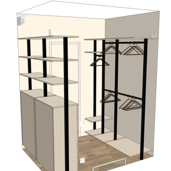 Гардеробная система STILOS ВLACK 8 Гардеробные комнаты на заказ - изготовление и продажа гардеробных, шкафов, дверей Гардеробная система