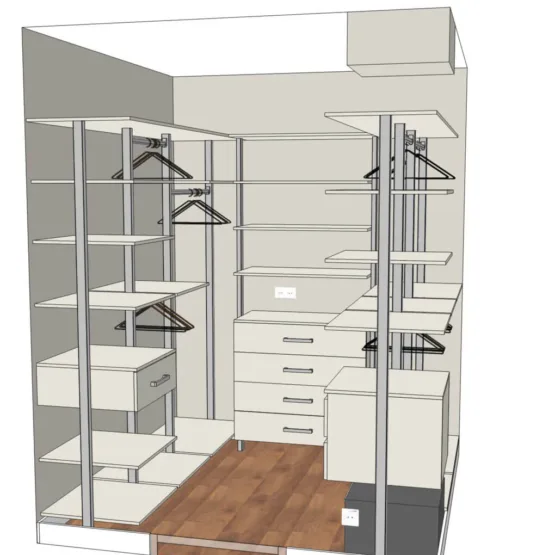 Гардеробная система для Мастер Гардеробной VITRA Alum 10 Гардеробные комнаты на заказ - изготовление и продажа гардеробных, шкафов, дверей гардеробная система