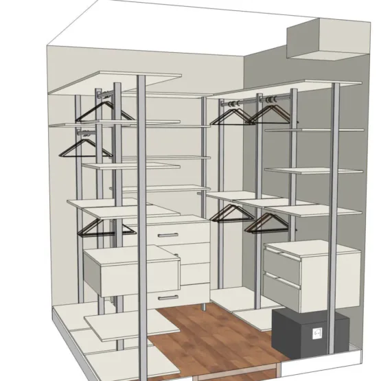 Гардеробная система для Мастер Гардеробной VITRA Alum 9 Гардеробные комнаты на заказ - изготовление и продажа гардеробных, шкафов, дверей гардеробная система