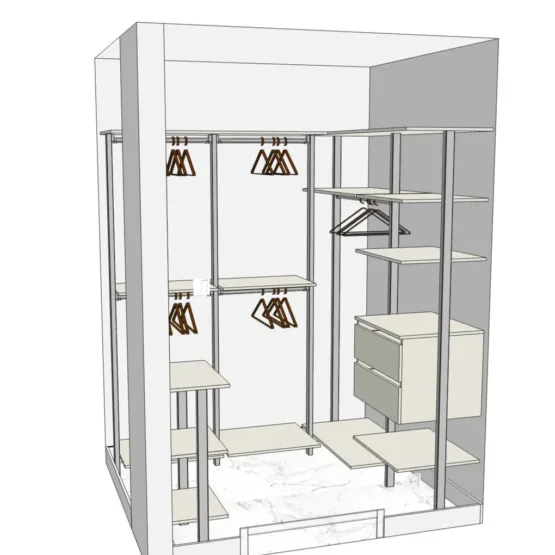 Детская Гардеробная (гардеробная система VITRA Alum) 6 Гардеробные комнаты на заказ - изготовление и продажа гардеробных, шкафов, дверей Детская Гардеробная