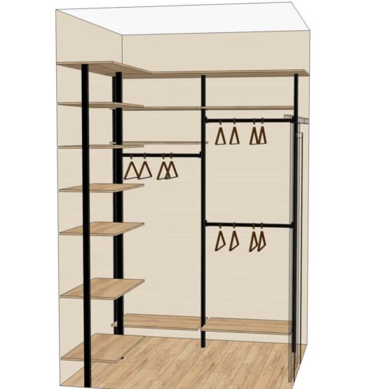 Гардеробная система на стойках Vitra Black 5 Гардеробные комнаты на заказ - изготовление и продажа гардеробных, шкафов, дверей гардеробная система