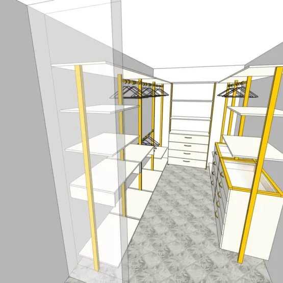 Гардеробнаям система на стойках из анодированного алюминия Stilos Gold фирмы EUREKA ITALIA 13 Гардеробные комнаты на заказ - изготовление и продажа гардеробных, шкафов, дверей Гардеробнаям система