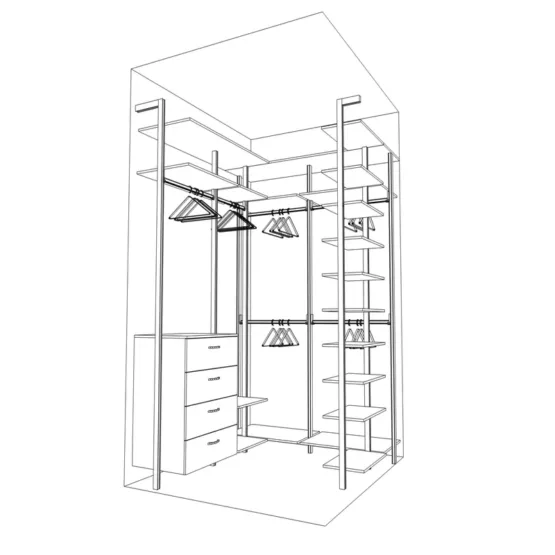 Гардеробная система на стойках Vitra Black 10 Гардеробные комнаты на заказ - изготовление и продажа гардеробных, шкафов, дверей Гардеробная система на стойках