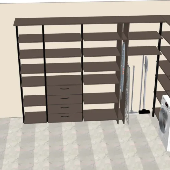 Гардеробная система на алюминиевых стойках Vitra Black 3 Гардеробные комнаты на заказ - изготовление и продажа гардеробных, шкафов, дверей Гардеробная система на алюминиевых стойках Vitra Black