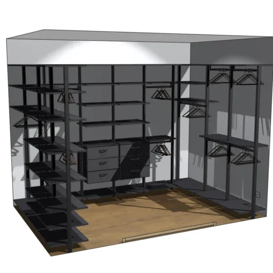 Гардеробная система VITRA Black 7 Гардеробные комнаты на заказ - изготовление и продажа гардеробных, шкафов, дверей Гардеробная система