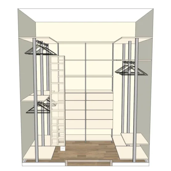 Гардеробная система SLIM EUREKA 11 Гардеробные комнаты на заказ - изготовление и продажа гардеробных, шкафов, дверей Гардеробная система