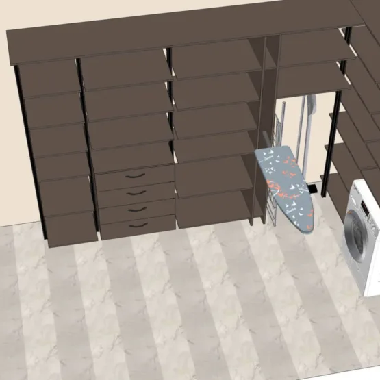 Гардеробная система на алюминиевых стойках Vitra Black 4 Гардеробные комнаты на заказ - изготовление и продажа гардеробных, шкафов, дверей Гардеробная система на алюминиевых стойках Vitra Black