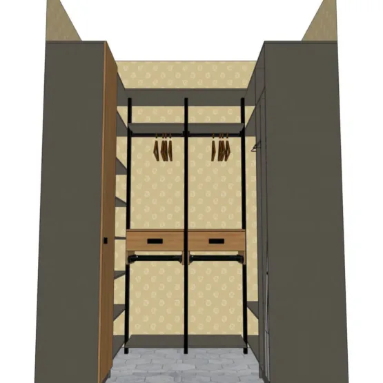 Гардеробная система VITRA Black из алюминиевых профилей 12 Гардеробные комнаты на заказ - изготовление и продажа гардеробных, шкафов, дверей Гардеробная система VITRA Black из алюминиевых профилей