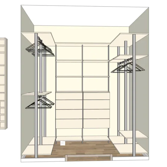 Гардеробная система SLIM EUREKA 10 Гардеробные комнаты на заказ - изготовление и продажа гардеробных, шкафов, дверей Гардеробная система