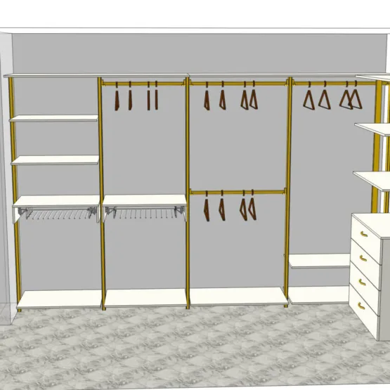 Гардеробнаям система на стойках из анодированного алюминия Stilos Gold фирмы EUREKA ITALIA 11 Гардеробные комнаты на заказ - изготовление и продажа гардеробных, шкафов, дверей Гардеробнаям система