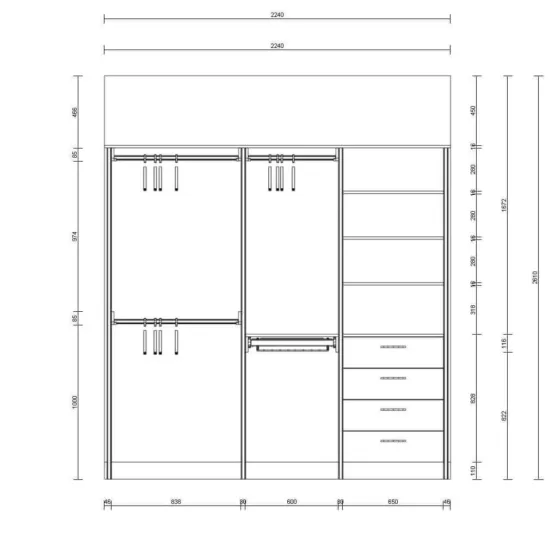 Гардеробная система храения Vitra Black 001: 6 Гардеробные комнаты на заказ - изготовление и продажа гардеробных, шкафов, дверей Шкаф Vitra Black для хранения одежды.