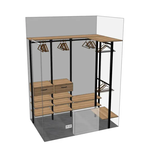 Открытая гардеробная система хранения из тёплого дерева и металла 10 Гардеробные комнаты на заказ - изготовление и продажа гардеробных, шкафов, дверей Идеальная гардеробная прихожая с удобным хранением и стильным дизайном.