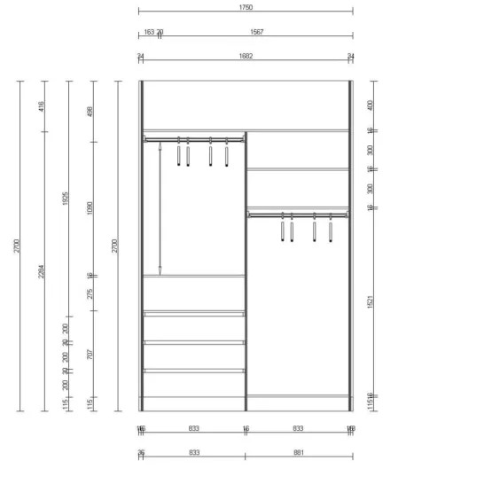 гардеробная система slim с просторными отделениями и стильным дизайном