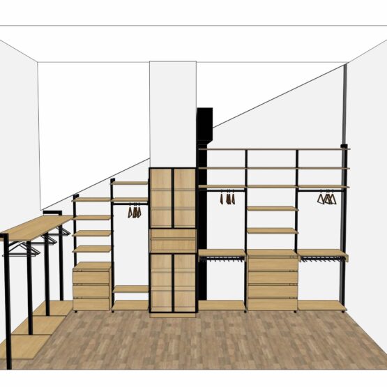 Гардеробная Stilos Black из алюминиевых профилей итальянской фирмы EUREKA 3 Гардеробные комнаты на заказ - изготовление и продажа гардеробных, шкафов, дверей гардеробная Stilos Black из алюминиевых профилей итальянской фирмы Eureka 2