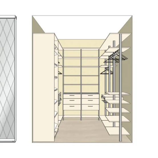 Гардеробная система Stilos Alum и двери купе 3 Гардеробные комнаты на заказ - изготовление и продажа гардеробных, шкафов, дверей гардеробная система Stilos Alum и двери купе 3