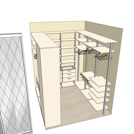 Гардеробная система Stilos Alum и двери купе 5 Гардеробные комнаты на заказ - изготовление и продажа гардеробных, шкафов, дверей гардеробная система Stilos Alum и двери купе 5