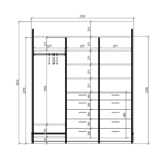 гардеробная система на стойках Stilos Black