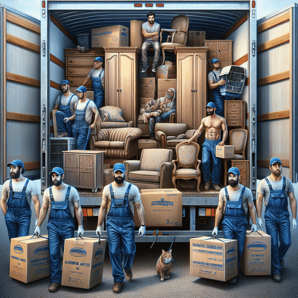 переезд в другую квартиру. мужчины в форме 