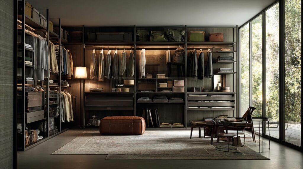 Что объединяет полки, вешала, комоды и боксы в современной гардеробной системе? Открытые гардеробные системы