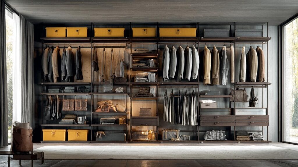 Что объединяет полки, вешала, комоды и боксы в современной гардеробной системе? Открытые гардеробные системы