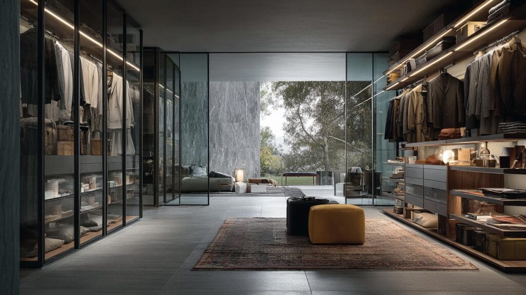 Что объединяет полки, вешала, комоды и боксы в современной гардеробной системе? Открытые гардеробные системы