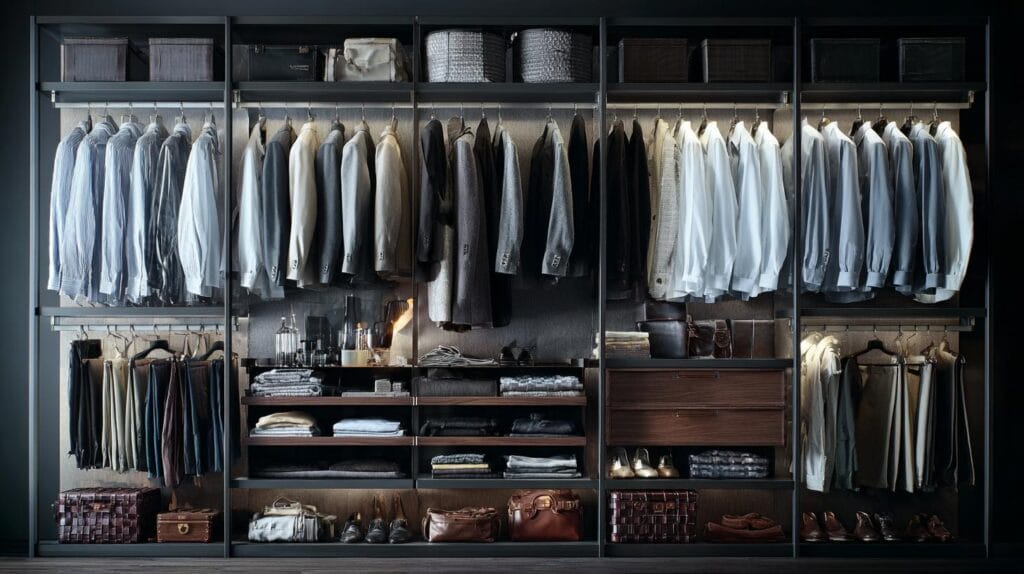 Проблема: углы, которые «ест» классические шкафы открытая гардеробная система